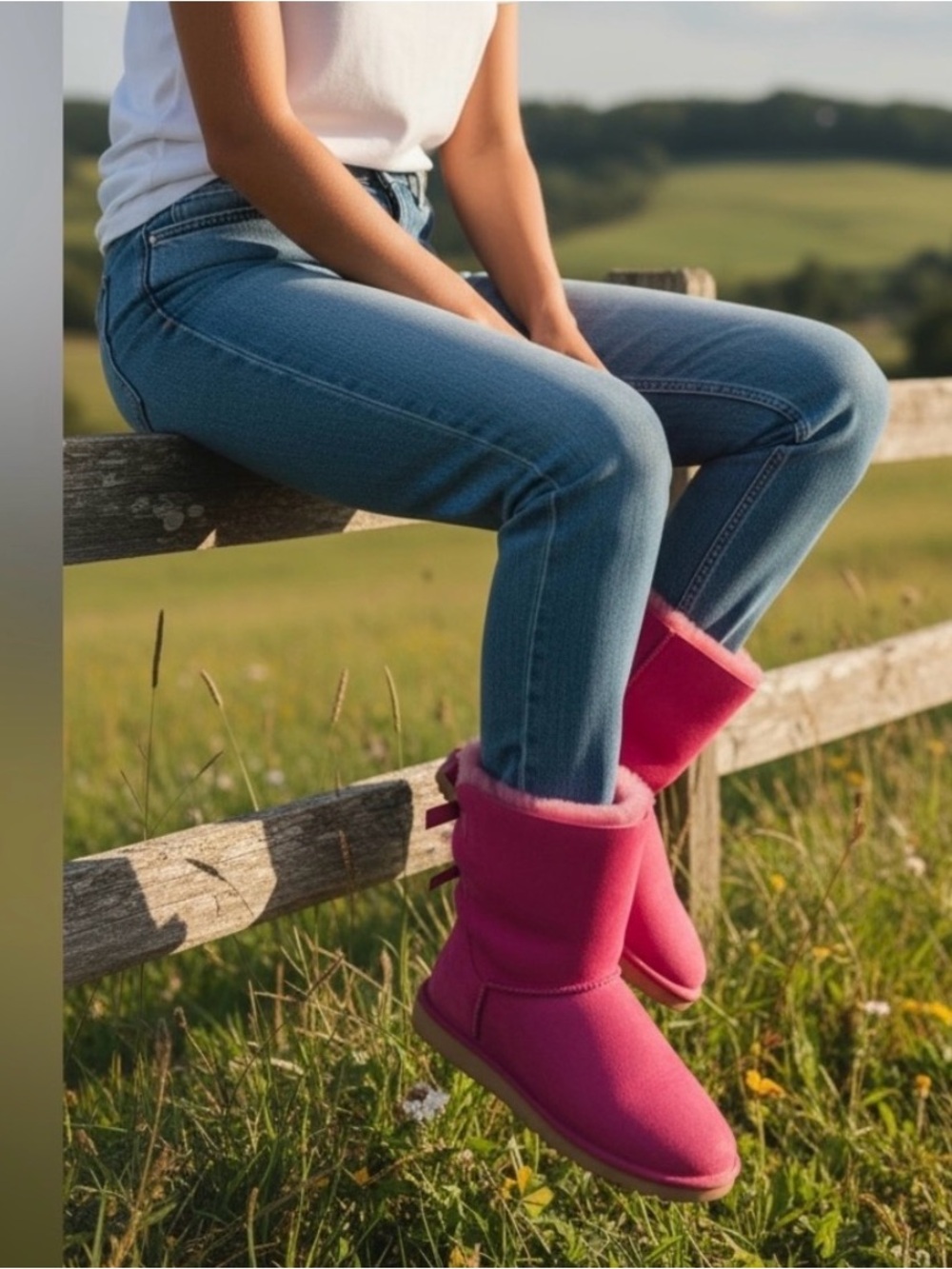 Ugg Australia Girls Bailey Bow II Hot Pink Boots Youth